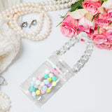 Maxbell Portable Doll Storage Case Cute Clear Clear Figure Display Bag Multi Purpose White with chain