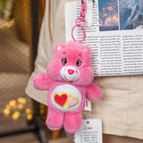 Maxbell Bear Plush Keychain Toy Charm Cartoon Backpack Bag Pendant Key Chain Pendant Double Heart Pink