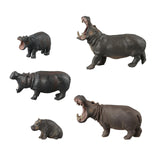 Maxbell 5 Pieces African Hippopotamus Birthday Gift Educational Toy Animals Figurine