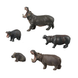 Maxbell 5 Pieces African Hippopotamus Birthday Gift Educational Toy Animals Figurine