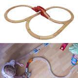 Maxbell Wooden Train Track Railway Construction Set for Children Kids Toddlers 10 in 1