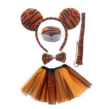 Maxbell 5x Tiger Costume Set Headband Tail Nose Bow Tie Tutu Skirt for Cosplay Party round ears