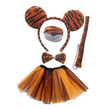 Maxbell 5x Tiger Costume Set Headband Tail Nose Bow Tie Tutu Skirt for Cosplay Party round ears
