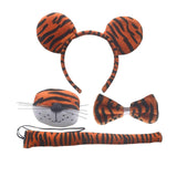 Maxbell 5x Tiger Costume Set Headband Tail Nose Bow Tie Tutu Skirt for Cosplay Party round ears