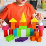 Maxbell Wooden Geometric Solids Educational Toy 3D Shapes for Teaching for Kids Home