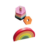 Maxbell Wooden Rainbow Stacking Toy Stacker Toy for Boys Girls Children Party Favors