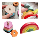 Maxbell Wooden Rainbow Stacking Toy Stacker Toy for Boys Girls Children Party Favors