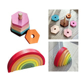 Maxbell Wooden Rainbow Stacking Toy Stacker Toy for Boys Girls Children Party Favors