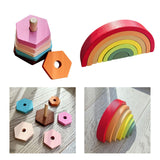 Maxbell Wooden Rainbow Stacking Toy Stacker Toy for Boys Girls Children Party Favors