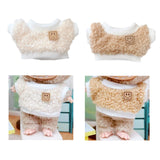 Maxbell Stuffed Doll Crewneck Tee Fashion Educational DIY Costumes for 5.91inch Doll beige