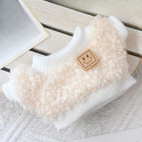 Maxbell Stuffed Doll Crewneck Tee Fashion Educational DIY Costumes for 5.91inch Doll beige
