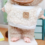 Maxbell Stuffed Doll Crewneck Tee Fashion Educational DIY Costumes for 5.91inch Doll beige