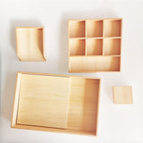 Maxbell 4Pcs Wooden Teaching Aid Box Montessori Tray for Earrings Small Blocks
