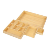 Maxbell 4Pcs Wooden Teaching Aid Box Montessori Tray for Earrings Small Blocks