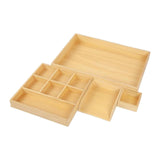 Maxbell 4Pcs Wooden Teaching Aid Box Montessori Tray for Earrings Small Blocks