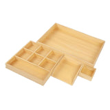 Maxbell 4Pcs Wooden Teaching Aid Box Montessori Tray for Earrings Small Blocks