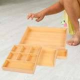 Maxbell 4Pcs Wooden Teaching Aid Box Montessori Tray for Earrings Small Blocks