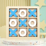 Maxbell Tic TAC Toe Board Game Family Children Puzzle Brain Teaser for Children blue and white