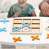 Maxbell Tic TAC Toe Board Game Family Children Puzzle Brain Teaser for Children blue and white