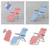 Maxbell 1/6 Doll Deck Chair BJD Doll Beach Chair for DIY Scenery Layout Fairy Garden blue