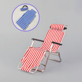 Maxbell 1/6 Doll Deck Chair BJD Doll Beach Chair for DIY Scenery Layout Fairy Garden blue