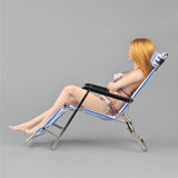 Maxbell 1/6 Doll Deck Chair BJD Doll Beach Chair for DIY Scenery Layout Fairy Garden blue