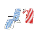 Maxbell 1/6 Doll Deck Chair BJD Doll Beach Chair for DIY Scenery Layout Fairy Garden blue