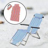 Maxbell 1/6 Doll Deck Chair BJD Doll Beach Chair for DIY Scenery Layout Fairy Garden blue