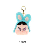 Maxbell Cute Plush Keychain Ornament Funny Keyring for Children Adults Hoilday Gifts dark blue head