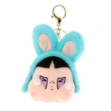 Maxbell Cute Plush Keychain Ornament Funny Keyring for Children Adults Hoilday Gifts dark blue head