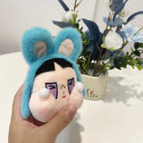 Maxbell Cute Plush Keychain Ornament Funny Keyring for Children Adults Hoilday Gifts dark blue head