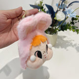Maxbell Cute Plush Keychain Ornament Funny Keyring for Children Adults Hoilday Gifts pink head