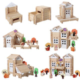 Maxbell Wooden House DIY Building Blocks Set Construction Building for Kids Children B