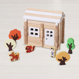 Maxbell Wooden House DIY Building Blocks Set Construction Building for Kids Children B