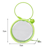Maxbell Small Doll Storage Bag 7x7x4cm Zipper Closure with Keyring Tiny Figures Case green