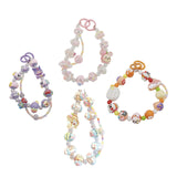 Maxbell 5xKey Ring Bangle Chain House Car Keys Ring Holder Beaded Key Ring Bracelet Pink