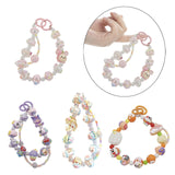 Maxbell 2xKey Ring Bangle Chain House Car Keys Ring Holder Beaded Key Ring Bracelet Pink