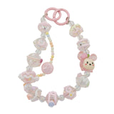 Maxbell 5xKey Ring Bangle Chain House Car Keys Ring Holder Beaded Key Ring Bracelet Pink