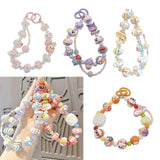 Maxbell 3xKey Ring Bangle Chain House Car Keys Ring Holder Beaded Key Ring Bracelet Pink