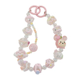 Maxbell 2xKey Ring Bangle Chain House Car Keys Ring Holder Beaded Key Ring Bracelet Pink