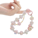 Maxbell 6xKey Ring Bangle Chain House Car Keys Ring Holder Beaded Key Ring Bracelet Pink