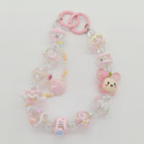 Maxbell 6xKey Ring Bangle Chain House Car Keys Ring Holder Beaded Key Ring Bracelet Pink