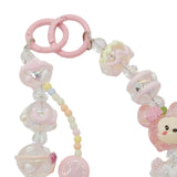 Maxbell 5xKey Ring Bangle Chain House Car Keys Ring Holder Beaded Key Ring Bracelet Pink