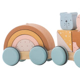 Maxbell Baby Pull Along Toy Montessori Toy for 1 2 3 4 Years Old Boys Girls Children Building block train