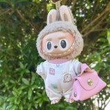 Maxbell 15cm Plush Doll Clothes with Handbag DIY Dress up Soft Stylish Doll Clothing pink