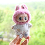 Maxbell 15cm Plush Doll Clothes with Handbag DIY Dress up Soft Stylish Doll Clothing pink