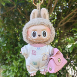 Maxbell 15cm Plush Doll Clothes with Handbag DIY Dress up Soft Stylish Doll Clothing pink