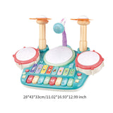 Maxbell Kids Drum Toy Electronic Piano and Drum Set for Kids Preschool Holiday Gifts Blue