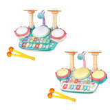 Maxbell Kids Drum Toy Electronic Piano and Drum Set for Kids Preschool Holiday Gifts Blue