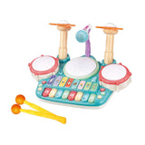 Maxbell Kids Drum Toy Electronic Piano and Drum Set for Kids Preschool Holiday Gifts Blue